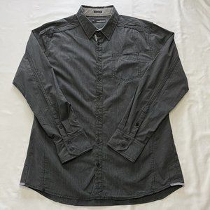 Buckle Black Shirt Size XL Tailored Fit Mens Long Sleeve Button Up Charcoal Gray